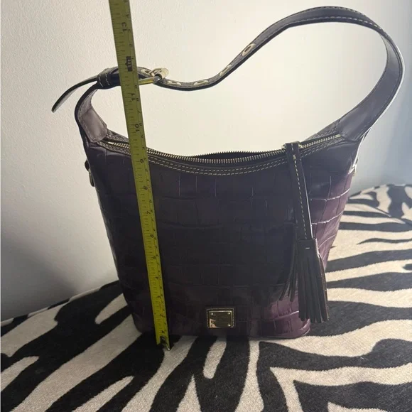 Dooney & Bourke Plum Croc-Embossed Shoulder Bag - Picture 13 of 15